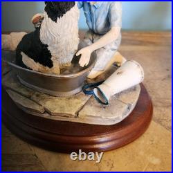 Border Fine Arts Bath Time B0086 Boy bathing his Border Collie Dog 6 by 5 1/2
