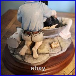 Border Fine Arts Bath Time B0086 Boy bathing his Border Collie Dog 6 by 5 1/2