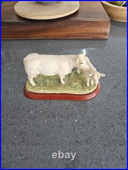 Border Fine Arts Cattle Breeds A1249 Charolais Cow & Calf Rare No Box Ex Conditi