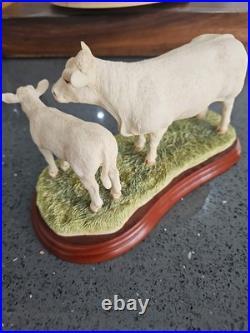 Border Fine Arts Cattle Breeds A1249 Charolais Cow & Calf Rare No Box Ex Conditi