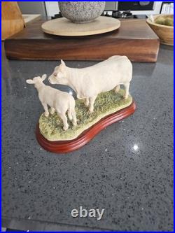 Border Fine Arts Cattle Breeds A1249 Charolais Cow & Calf Rare No Box Ex Conditi