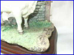 Border Fine Arts Charolais Bull By Wall On Wooden Plinth Figure Rare 2009 A9789