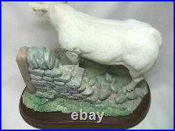 Border Fine Arts Charolais Bull By Wall On Wooden Plinth Figure Rare 2009 A9789