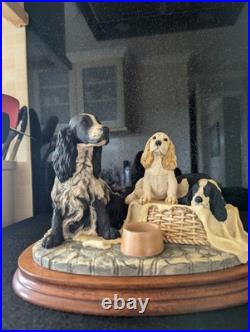 Border Fine Arts Cocker Spaniel And Pups. B0312A. Plinth. Great Condition. Rare
