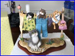 Border Fine Arts Comic Curious Cats Hung out to Dry (signed) Linda Jane Smith