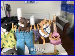 Border Fine Arts Comic Curious Cats Hung out to Dry (signed) Linda Jane Smith