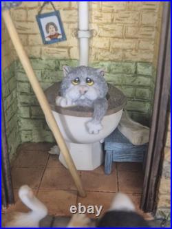 Border Fine Arts Comic Curious Cats Outside Privy LE1500 Boxed A4961