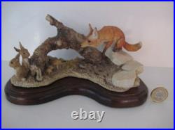 Border Fine Arts / Country Artists Fox On Log / Rocks With Rabbits / Hares