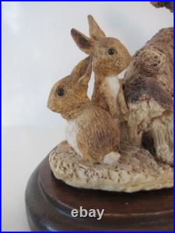 Border Fine Arts / Country Artists Fox On Log / Rocks With Rabbits / Hares