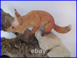 Border Fine Arts / Country Artists Fox On Log / Rocks With Rabbits / Hares