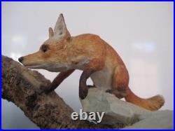 Border Fine Arts / Country Artists Fox On Log / Rocks With Rabbits / Hares