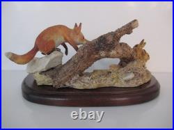 Border Fine Arts / Country Artists Fox On Log / Rocks With Rabbits / Hares