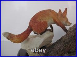Border Fine Arts / Country Artists Fox On Log / Rocks With Rabbits / Hares