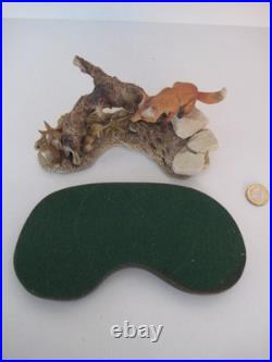 Border Fine Arts / Country Artists Fox On Log / Rocks With Rabbits / Hares