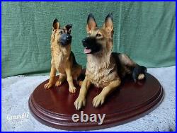 Border Fine Arts DPG03 German Shepherd Dog and Pup Figurine on Plinth