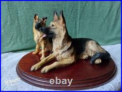 Border Fine Arts DPG03 German Shepherd Dog and Pup Figurine on Plinth