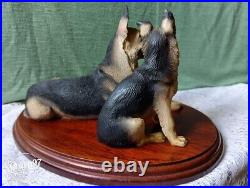 Border Fine Arts DPG03 German Shepherd Dog and Pup Figurine on Plinth