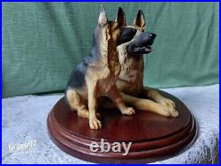 Border Fine Arts DPG03 German Shepherd Dog and Pup Figurine on Plinth