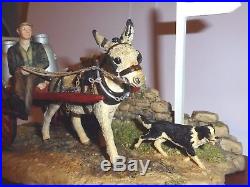 Border Fine Arts Delivering The Milk Donkey Cart With Dogs Ag01 Ltd Ed In Box