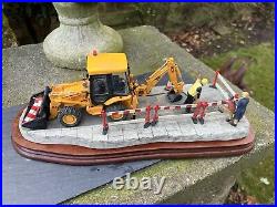 Border Fine Arts'Essential Repairs' Workman with JCB Back Hoe No. B0652 R Ayres