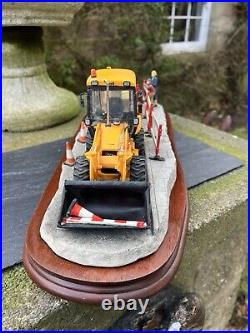 Border Fine Arts'Essential Repairs' Workman with JCB Back Hoe No. B0652 R Ayres