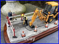 Border Fine Arts'Essential Repairs' Workman with JCB Back Hoe No. B0652 R Ayres