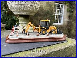 Border Fine Arts'Essential Repairs' Workman with JCB Back Hoe No. B0652 R Ayres