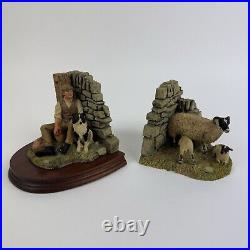 Border Fine Arts Farmer & Sheep Dog 1099/1500 10 o'clock Break Resin Book Ends