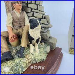 Border Fine Arts Farmer & Sheep Dog 1099/1500 10 o'clock Break Resin Book Ends