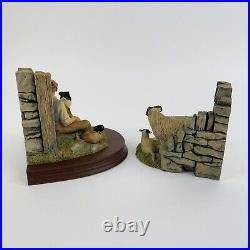 Border Fine Arts Farmer & Sheep Dog 1099/1500 10 o'clock Break Resin Book Ends