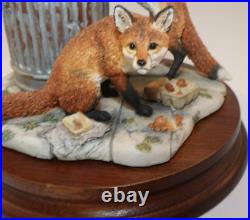 Border Fine Arts L134 Urban Foxes Ltd Ed Figurine c1993 Wooden Plinth VGC