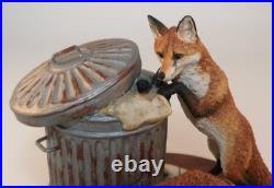 Border Fine Arts L134 Urban Foxes Ltd Ed Figurine c1993 Wooden Plinth VGC