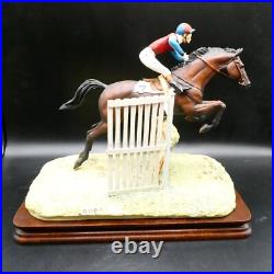 Border Fine Arts L51 The Hurdler Race horse And Jockey D. Geety On Wooden Base