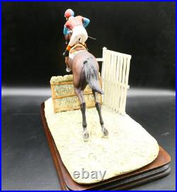 Border Fine Arts L51 The Hurdler Race horse And Jockey D. Geety On Wooden Base
