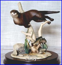 Border Fine Arts Large Otter and Trout WW5 Rare Vintage Figurine 1989 by E. Waugh