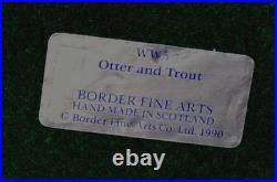 Border Fine Arts Large Otter and Trout WW5 Rare Vintage Figurine 1989 by E. Waugh