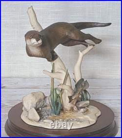 Border Fine Arts Large Otter and Trout WW5 Rare Vintage Figurine 1989 by E. Waugh