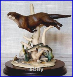Border Fine Arts Large Otter and Trout WW5 Rare Vintage Figurine 1989 by E. Waugh
