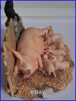 Border Fine Arts Moses and Bertha Figurine JH3 Ray Ayres 1985 Pig Cat Herriot