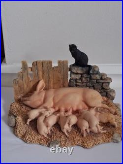 Border Fine Arts Moses and Bertha Figurine JH3 Ray Ayres 1985 Pig Cat Herriot