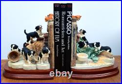 Border Fine Arts'Not A Moments Peace' Collie Dogs & Ginger Cats Bookends B0093