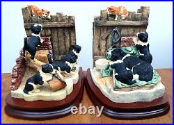 Border Fine Arts'Not A Moments Peace' Collie Dogs & Ginger Cats Bookends B0093