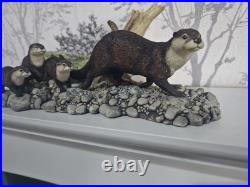 Border Fine Arts Otter Family'Keeping Up' B0333 Mounted Ceramic Figurine