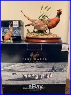Border Fine Arts Pheasants'Stepping out' and'Hare' Highly Collectable Boxed