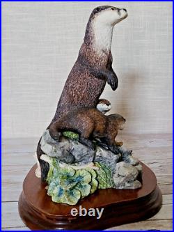 Border Fine Arts Riverview Rare Ltd Edn 170/3000 Large Otter & Cubs Figurine Vgc Border Fine Arts Riverview Rare Ltd Edn 170/3000 Large Otter & Cubs Figurine Vgc
