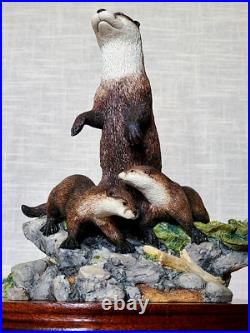Border Fine Arts Riverview Rare Ltd Edn 170/3000 Large Otter & Cubs Figurine Vgc Border Fine Arts Riverview Rare Ltd Edn 170/3000 Large Otter & Cubs Figurine Vgc
