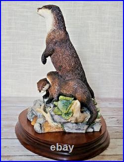 Border Fine Arts Riverview Rare Ltd Edn 170/3000 Large Otter & Cubs Figurine Vgc Border Fine Arts Riverview Rare Ltd Edn 170/3000 Large Otter & Cubs Figurine Vgc