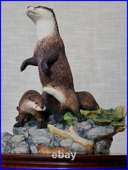 Border Fine Arts Riverview Rare Ltd Edn 170/3000 Large Otter & Cubs Figurine Vgc Border Fine Arts Riverview Rare Ltd Edn 170/3000 Large Otter & Cubs Figurine Vgc
