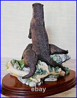 Border Fine Arts Riverview Rare Ltd Edn 170/3000 Large Otter & Cubs Figurine Vgc Border Fine Arts Riverview Rare Ltd Edn 170/3000 Large Otter & Cubs Figurine Vgc