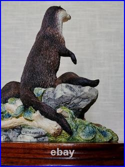 Border Fine Arts Riverview Rare Ltd Edn 170/3000 Large Otter & Cubs Figurine Vgc Border Fine Arts Riverview Rare Ltd Edn 170/3000 Large Otter & Cubs Figurine Vgc